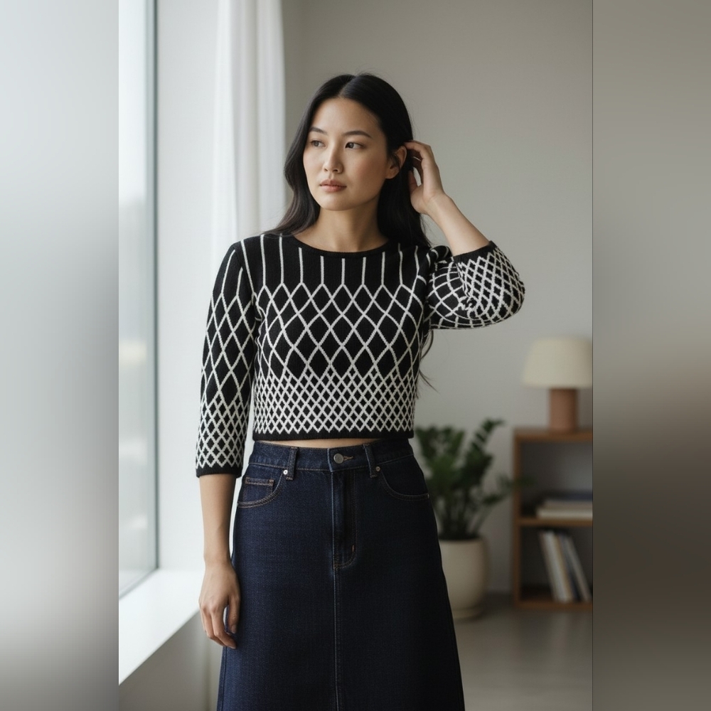 NEW BCBGMaxzaria Kayle Teardrop Stripe Jacquard Womens Top